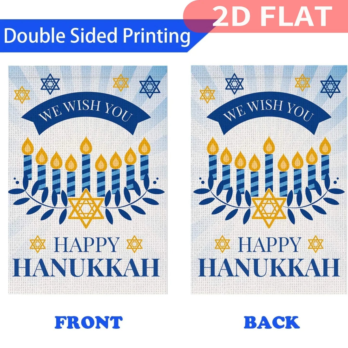 1pc Happy Hanukkah Garden Flag, Double Sided, Polyester,12x18 Inch