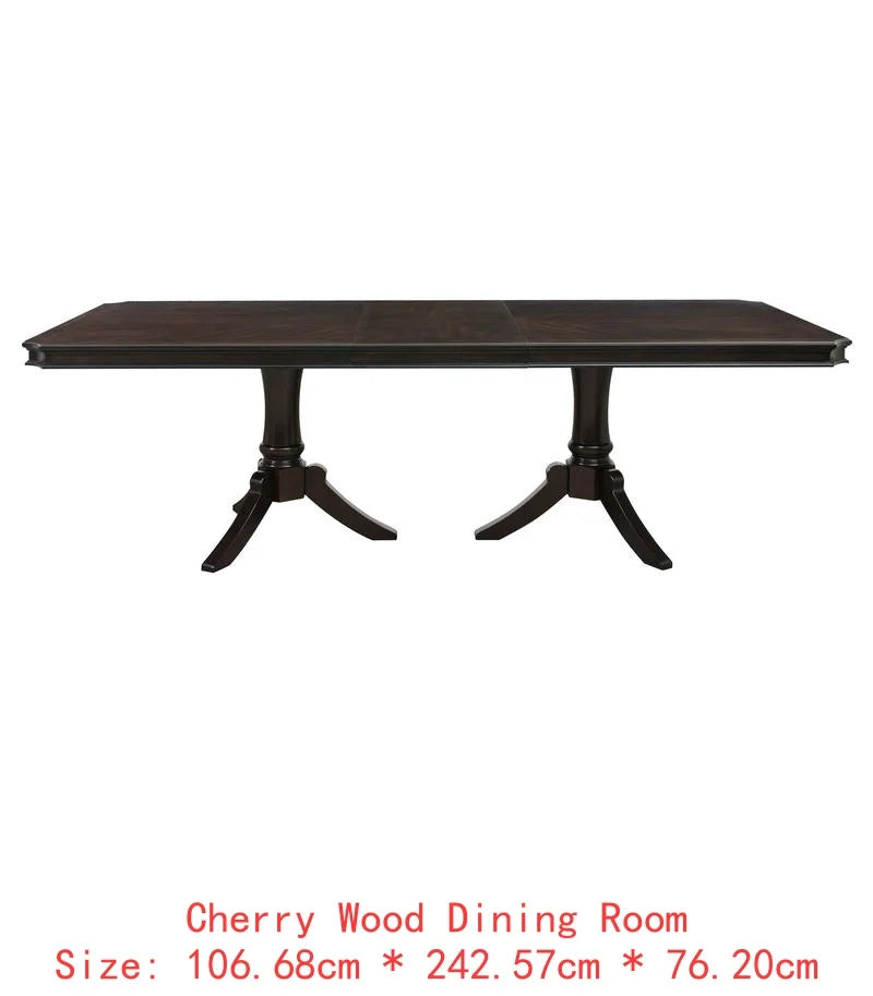 96-inch Dark Cherry Finish Double Pedestal Dining Table with Extension Leaf - Wooden Furniture