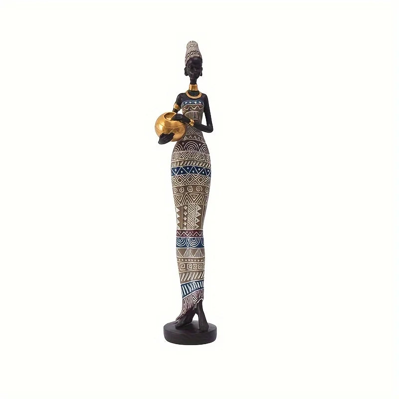 Elegant And Colorful Beautiful African Women With Pottery Pots Statues