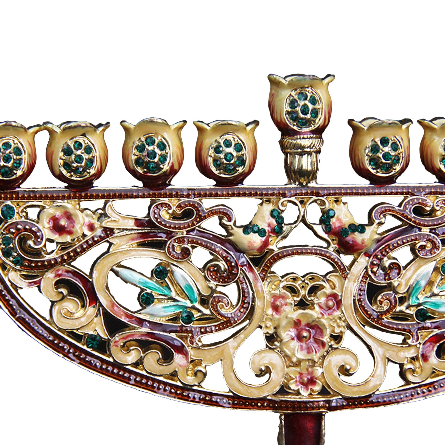 Metal Gold/Enamel Hanukkah Menorah