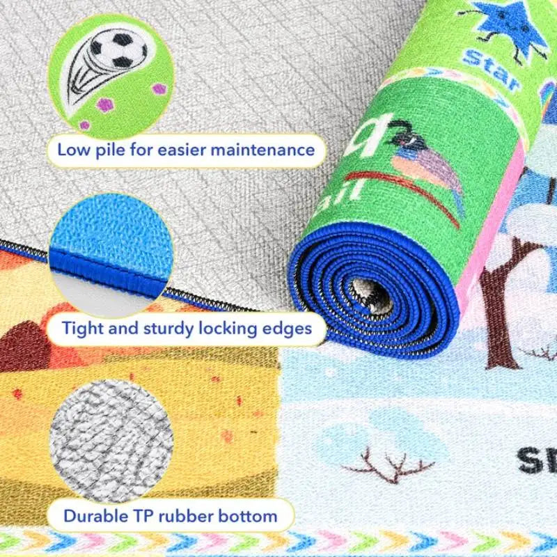 Kids Play Rug Educational, Fun, Colorful and Easy to Clean