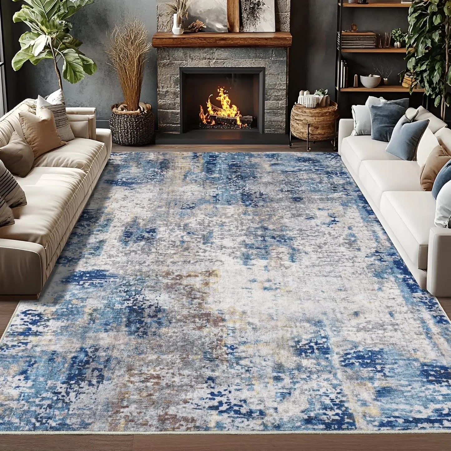 Modern Abstract Area Rug, Non Slip, Waterproof, Easy To Clean