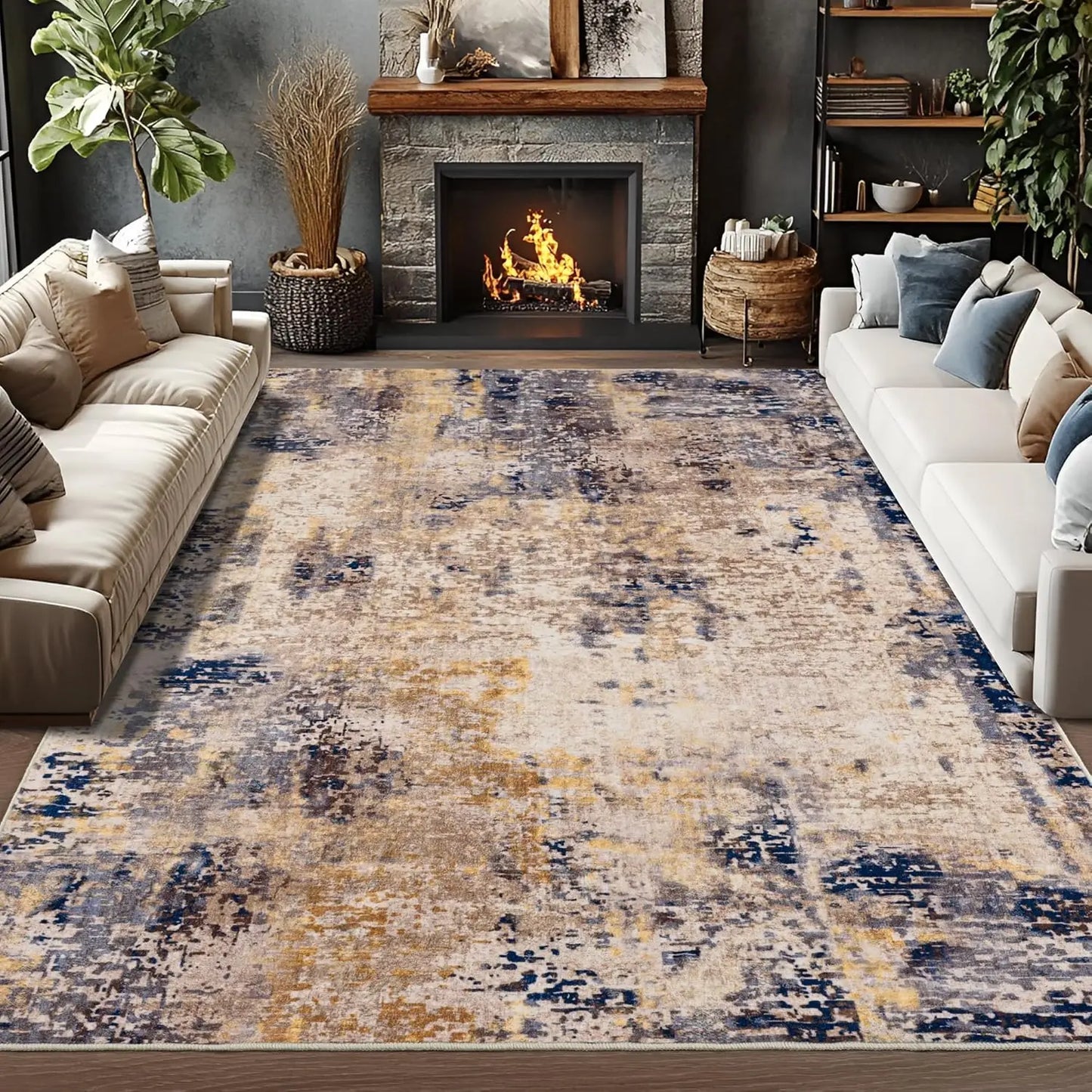 Modern Abstract Area Rug, Non Slip, Waterproof, Easy To Clean
