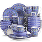 16/32/48 Piece Ceramic Dinnerware Set Colorful Mandala Pattern With Dinner Plate Dessert Plate Mug And Bowl