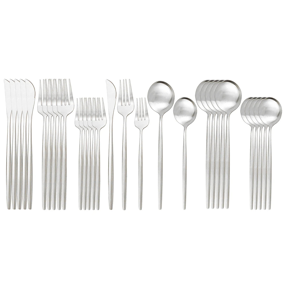 30 Piece Modern Matte Cutlery Set Stainless Steel Several Colors Knife/Dinner Fork/Dessert Fork/ Soup Spoon/Dessert Spoon/Tea Spoon