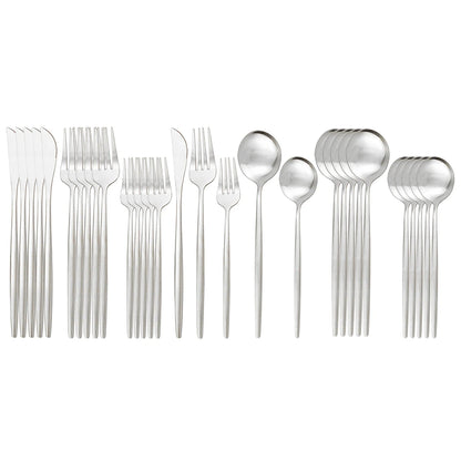 30 Piece Modern Matte Cutlery Set Stainless Steel Several Colors Knife/Dinner Fork/Dessert Fork/ Soup Spoon/Dessert Spoon/Tea Spoon