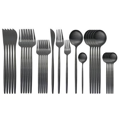 30 Piece Modern Matte Cutlery Set Stainless Steel Several Colors Knife/Dinner Fork/Dessert Fork/ Soup Spoon/Dessert Spoon/Tea Spoon