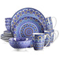 16/32/48 Piece Ceramic Dinnerware Set Colorful Mandala Pattern With Dinner Plate Dessert Plate Mug And Bowl