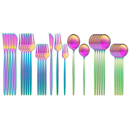 30 Piece Modern Matte Cutlery Set Stainless Steel Several Colors Knife/Dinner Fork/Dessert Fork/ Soup Spoon/Dessert Spoon/Tea Spoon