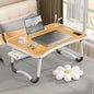 Portable Folding Laptop Desk with USB Light, Small Fan, Cup Holder, Tablet Slot, and Lifting Handle