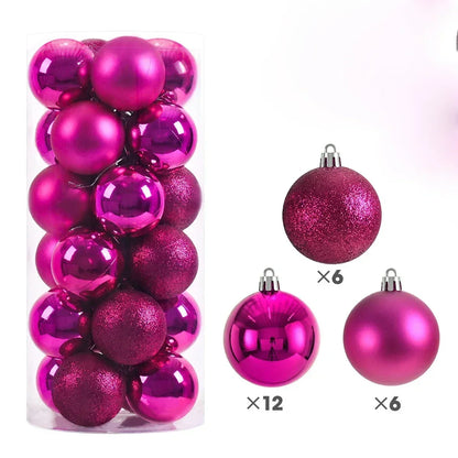 24Pcs 3/4/6CM Christmas  Tree Pendant Ornaments