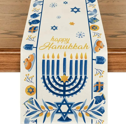 Hanukkah Table Runner with Menorah Design