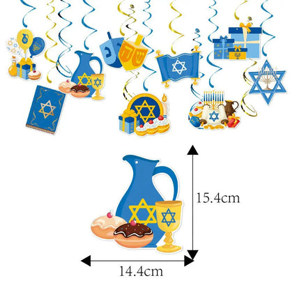 1set Hanukkah Hanging Swirls/Happy Hanukkah Hanging Decorations/ Hanukkah Festival of Lights /Chanukah Party Decor Supplies
