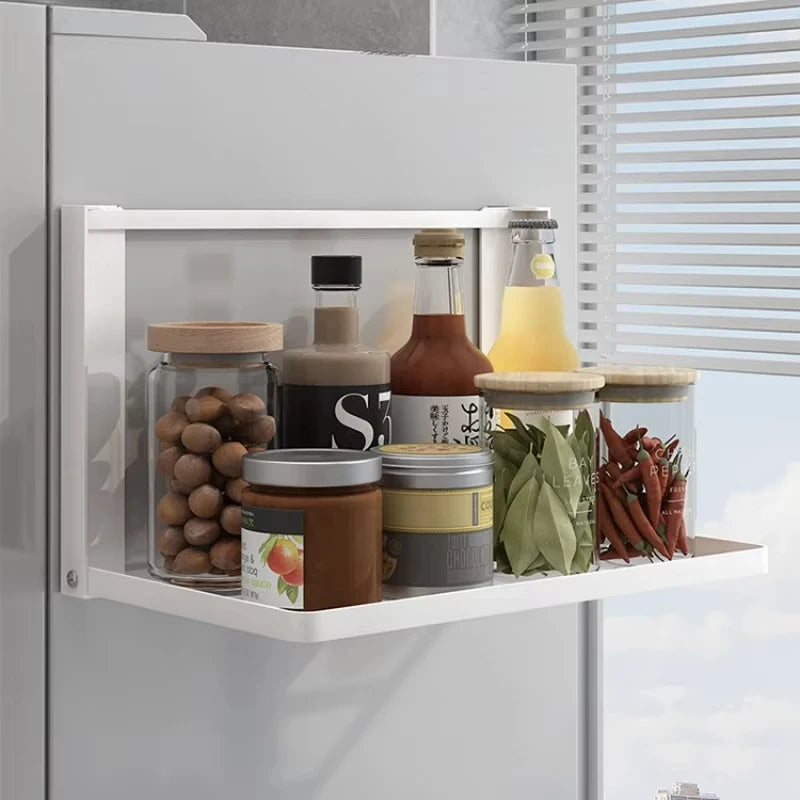 Metal Foldable Magnetic Storage Shelf, Black/White. 41 cm x 25 cm D x 25 cm H