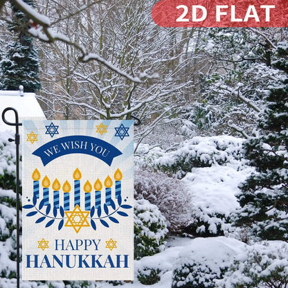 1pc Happy Hanukkah Garden Flag, Double Sided, Polyester,12x18 Inch
