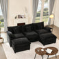 108" U Shaped Couch, Modular Sectional Sofa, 3-Seater Comfy Cloud Couch with Movable Ottoman