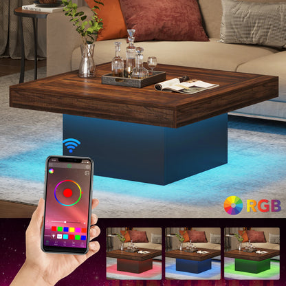 Modern Square Coffee Table With LED Lighting