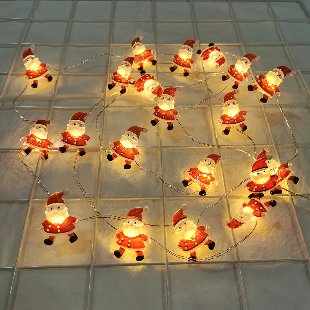LED Santa/Snowman/Reindeer/Christmas Tree String Lights, !0/20 Lights