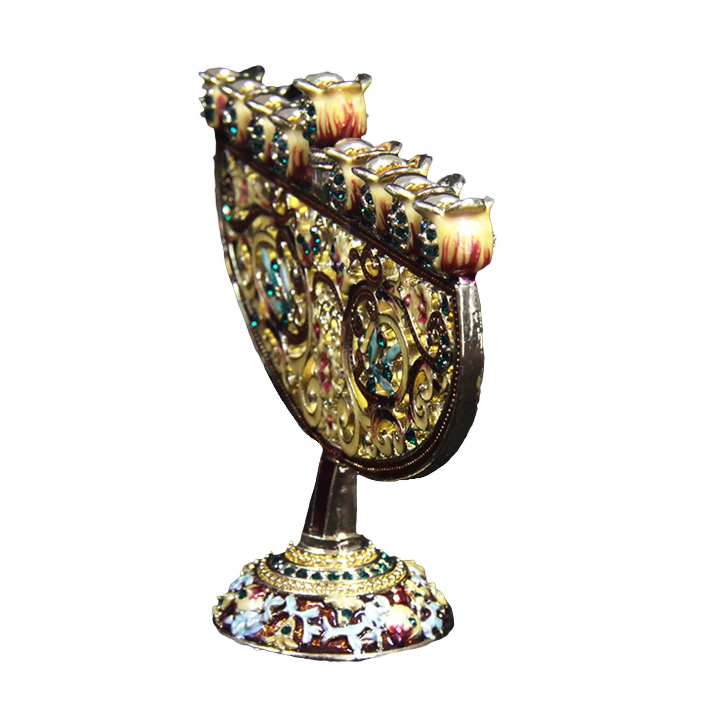 Metal Gold/Enamel Hanukkah Menorah