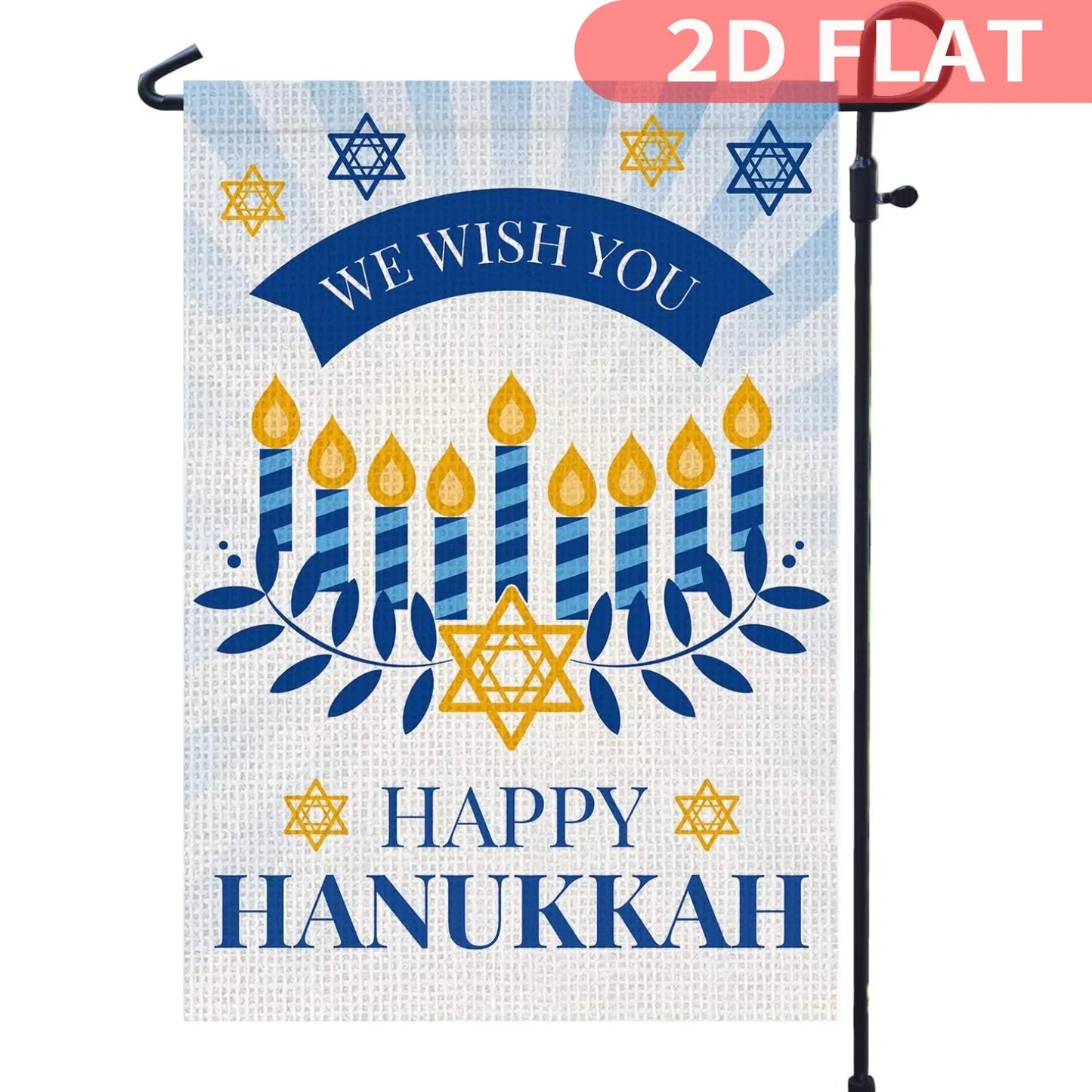 1pc Happy Hanukkah Garden Flag, Double Sided, Polyester,12x18 Inch
