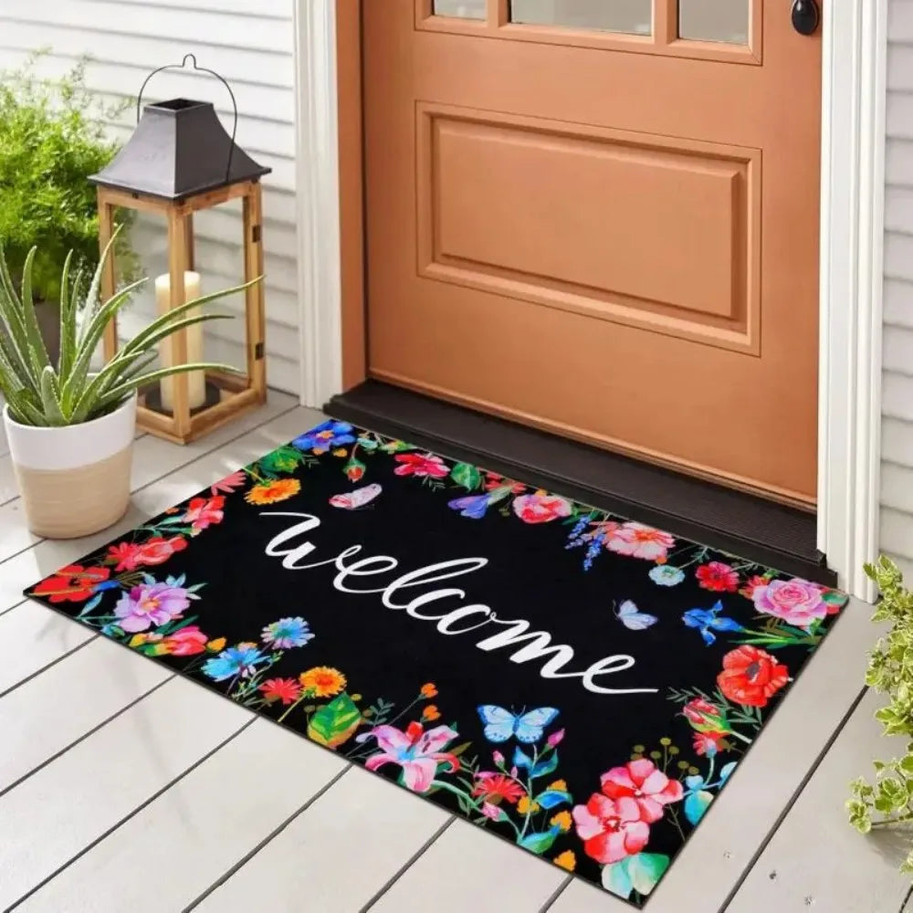 Summer Floral Non Slip Absorbent Welcome Mat