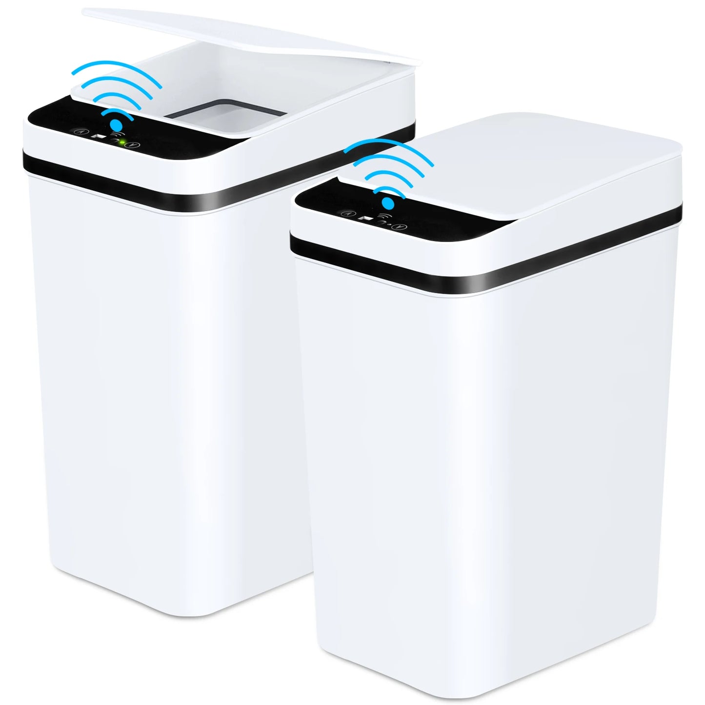 2 Pack 12L White Bathroom Automatic Trash Cans Touchless Motion Sensor Slim with Lid