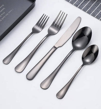 5 Piece Elegant Stainless Steel Cutlery Set Knife Dinner Fork Salad/Dessert Fork Tablespoon Teaspoon Dishwasher Safe