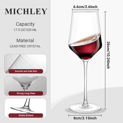 Set of 4 Modern Crystal Red Wine Glasses 2 Styles