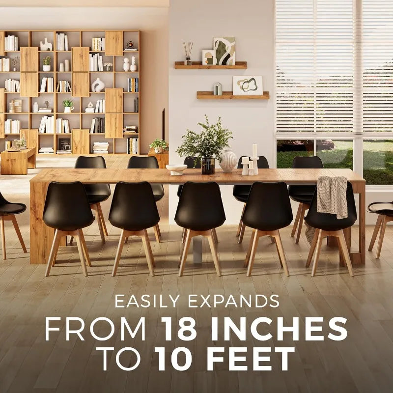 Extendable Console Table Rustic Oak 120", Italian Made with Extension Leaves