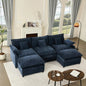 108" U Shaped Couch, Modular Sectional Sofa, 3-Seater Comfy Cloud Couch with Movable Ottoman