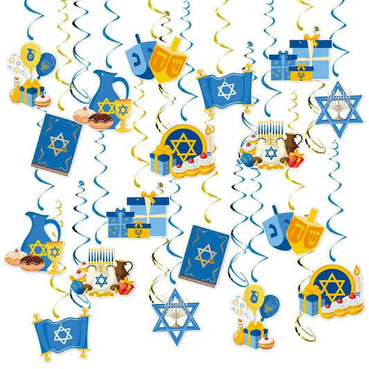 1set Hanukkah Hanging Swirls/Happy Hanukkah Hanging Decorations/ Hanukkah Festival of Lights /Chanukah Party Decor Supplies