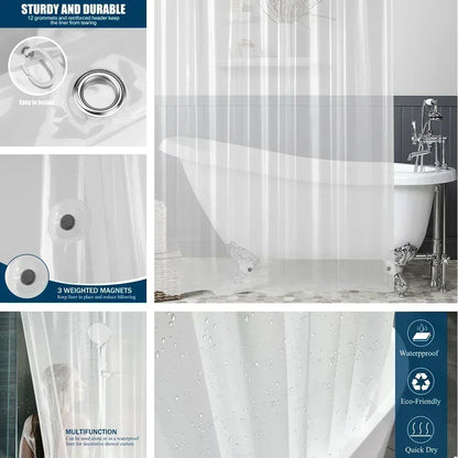 Clear Plastic Shower Liner Stain And Soap Scum Resistant Magnetic