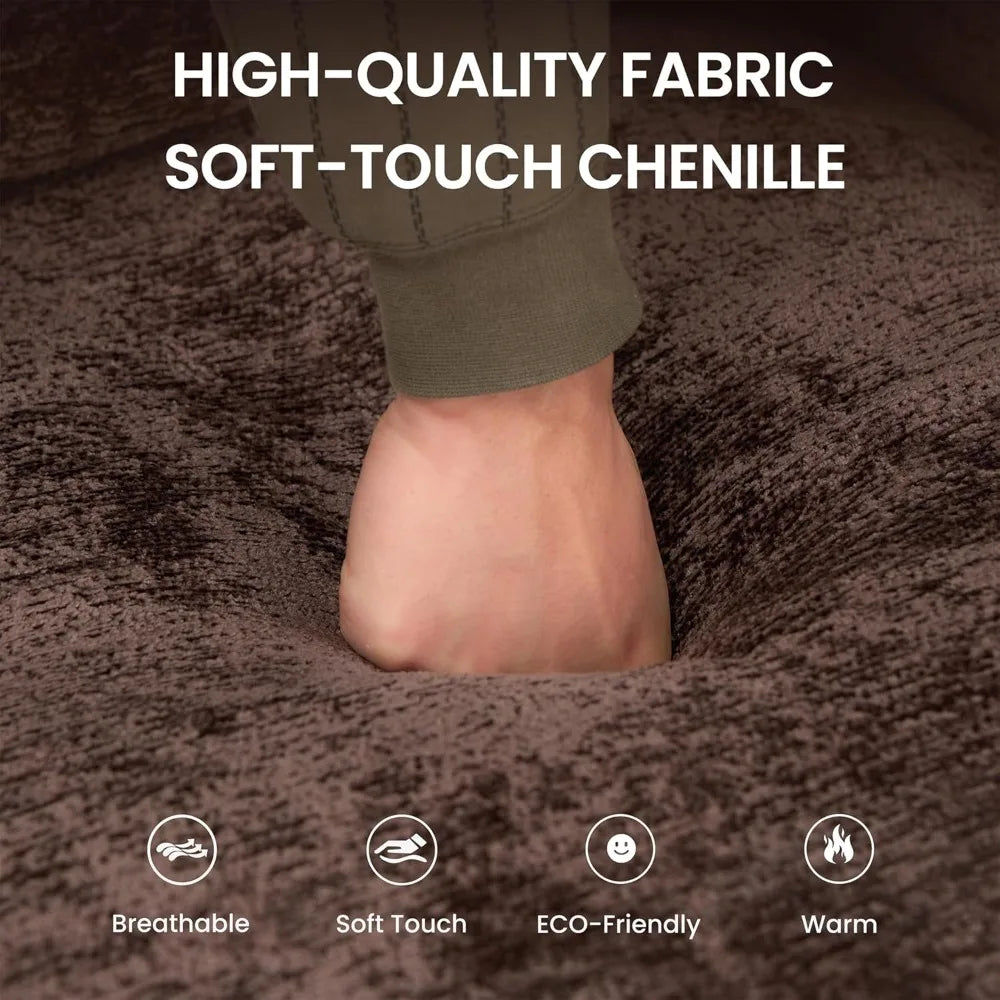 118" Modular Sectional Sofa for Living Room,Soft Chenille Fabric, 4 Seater with 2 Ottomans and Foldable Side Tables