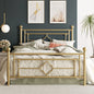 Metal Platform Bed Frame, Vintage Victorian Style, Wrought Iron Headboard and Footboard, Gold/Black/White, Twin/Full/Queen