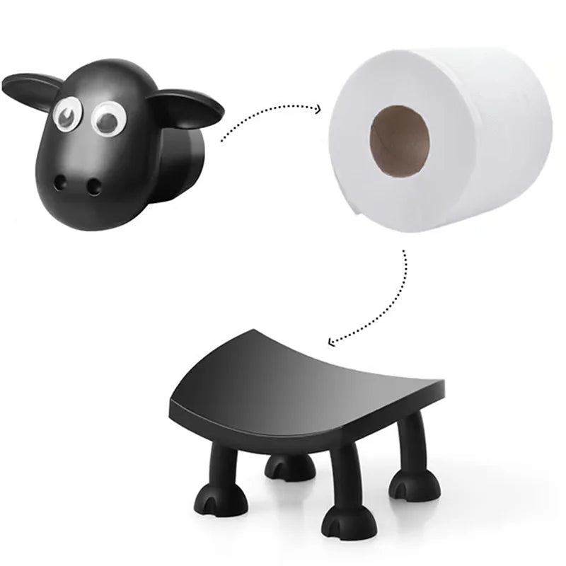 Cute Black Sheep Toilet Paper Holder Stackable