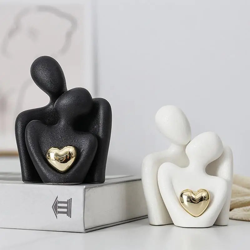 Modern Elegant Ceramic Hugging Couple Figurine