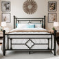Metal Platform Bed Frame, Vintage Victorian Style, Wrought Iron Headboard and Footboard, Gold/Black/White, Twin/Full/Queen
