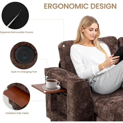 118" Modular Sectional Sofa for Living Room,Soft Chenille Fabric, 4 Seater with 2 Ottomans and Foldable Side Tables