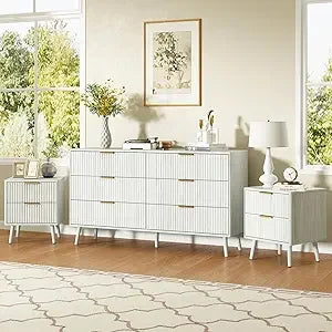 Modern Chic Black 3 Piece Set with 6 Drawer Dresser And 2 Nightstands