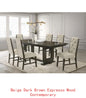 5pc Rectangular Extendable Dining Table with 18" Leaf, Trestle Base, Upholstered Button Tufted Chairs
