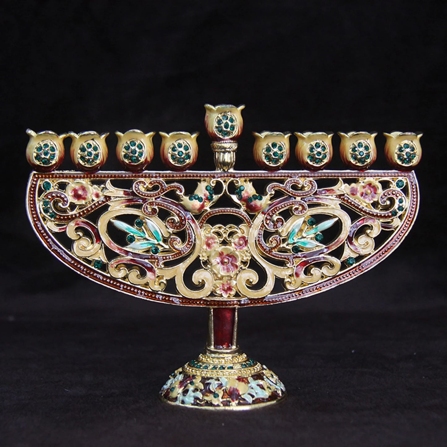 Metal Gold/Enamel Hanukkah Menorah