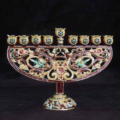 Metal Gold/Enamel Hanukkah Menorah