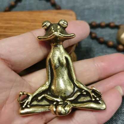 Antique Brass Meditation Zen Frog Statue