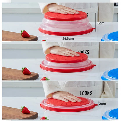 Collapsible Microwave Food Cover Prevents Splatter Colander