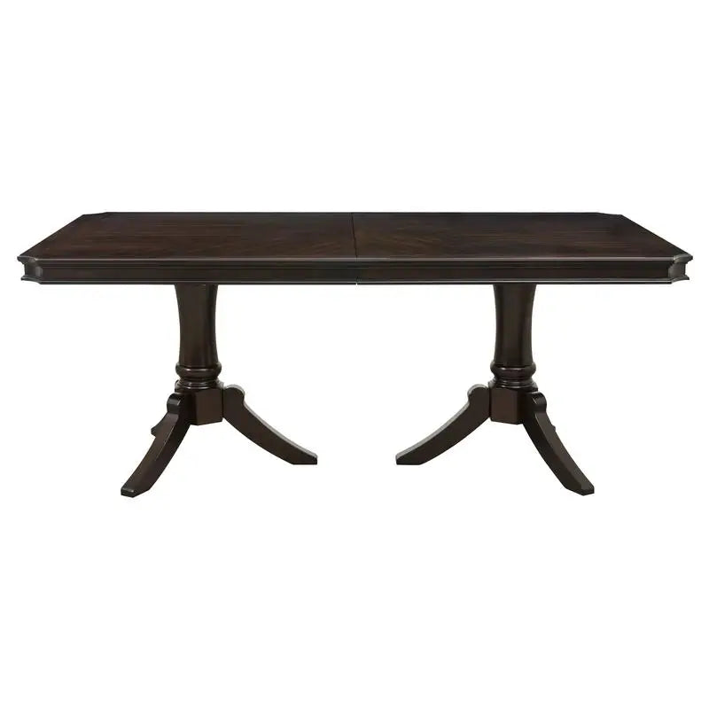 96-inch Dark Cherry Finish Double Pedestal Dining Table with Extension Leaf - Wooden Furniture