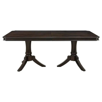 96-inch Dark Cherry Finish Double Pedestal Dining Table with Extension Leaf - Wooden Furniture