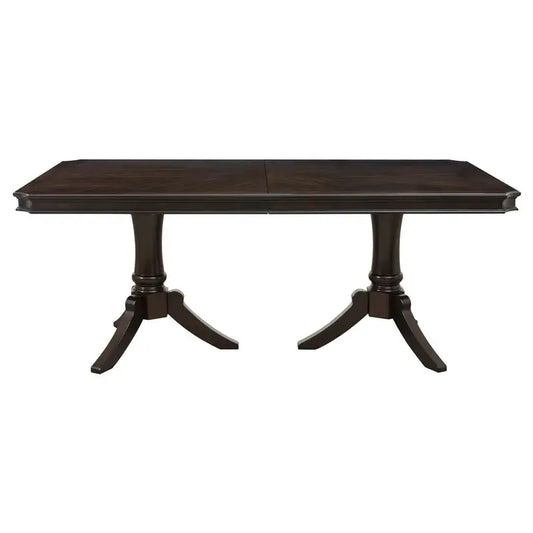 96-inch Dark Cherry Finish Double Pedestal Dining Table with Extension Leaf - Wooden Furniture