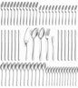 60 Piece Stainless Steel Cutlery Set Service For 12 with 5 Piece Serving Set Dishwasher Safe