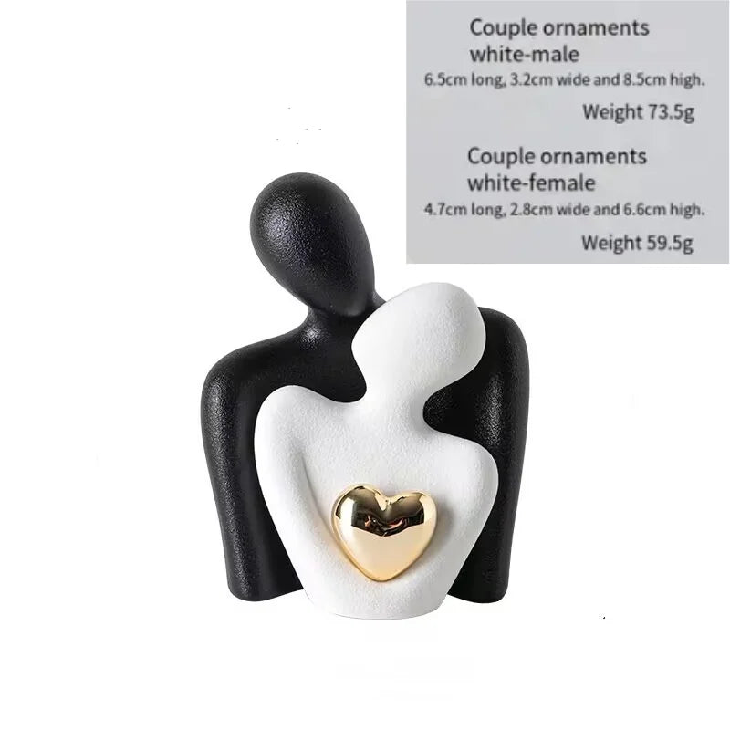 Modern Elegant Ceramic Hugging Couple Figurine