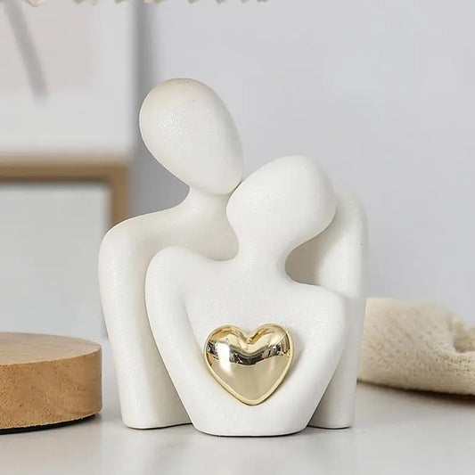 Modern Elegant Ceramic Hugging Couple Figurine
